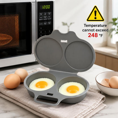 Microwave Egg Steamer Mold 2 Cup, BPA-Free PP Non-Stick Egg & Omelette Maker, Easy Clean Kitchen Gadget Dark Gray