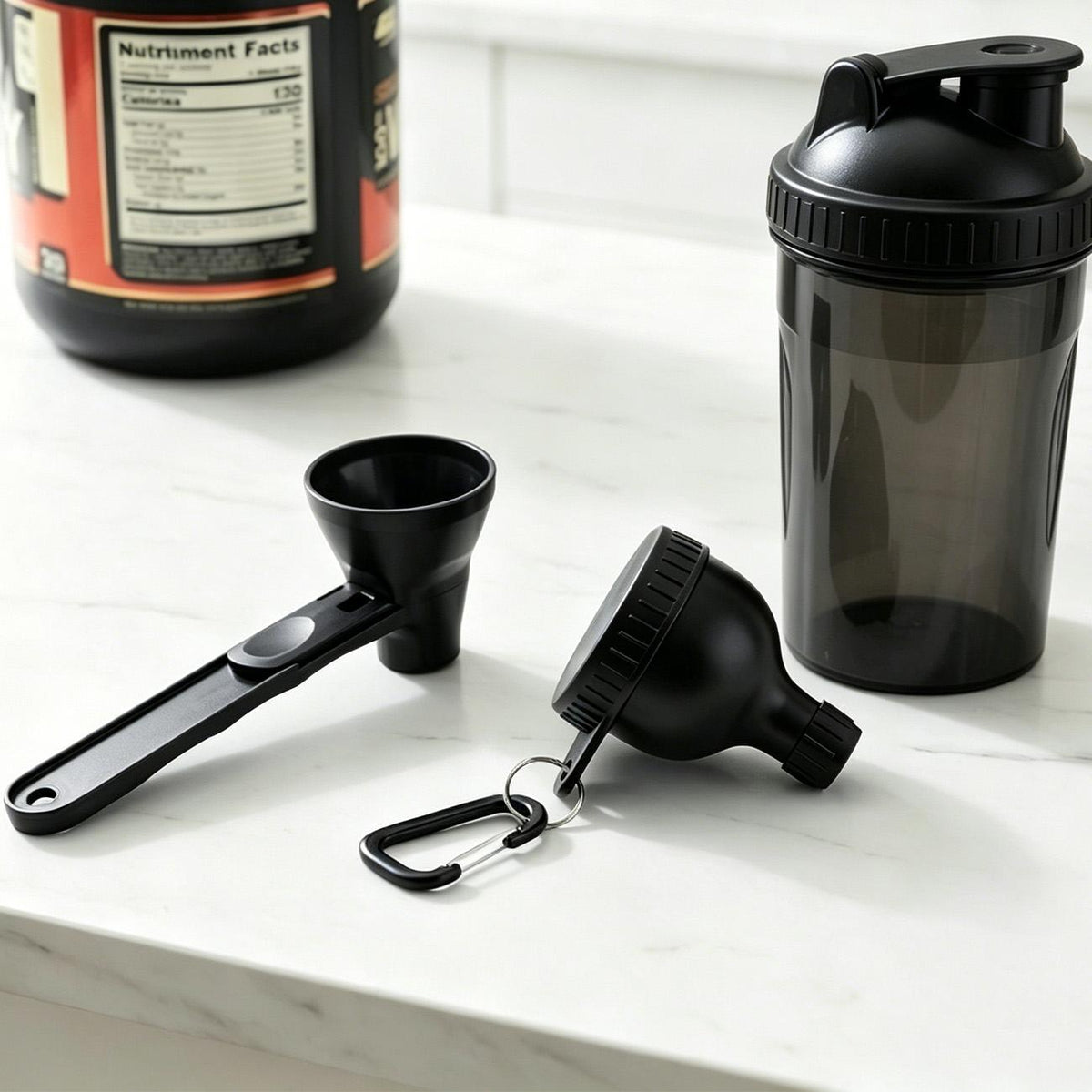Mini Protein Powder Funnel With Scoop, BPA-Free Portable Powder Container for Creatine & Pre-Workout