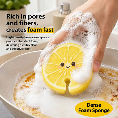 3Pcs Fruit Shaped Compressed Cellulose Sponges Natural Non-Scratch Kitchen Cleaning Sponges
