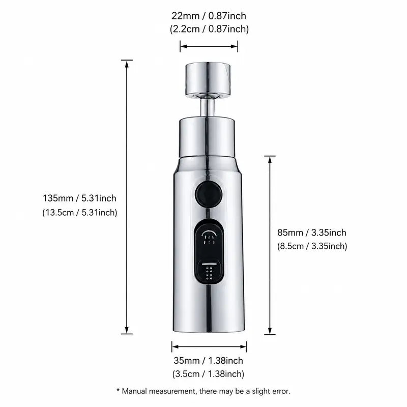 Brass Kitchen Sink Faucet Sprayer Attachment, 360° Rotatable 3 Spray Modes, Tool-Free Quick Install with Seal Rings & Plumber Tape