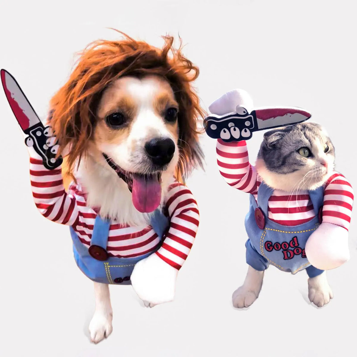 Chucky Halloween Pet Costume, Scary Cosplay Outfit for Dogs & Cats