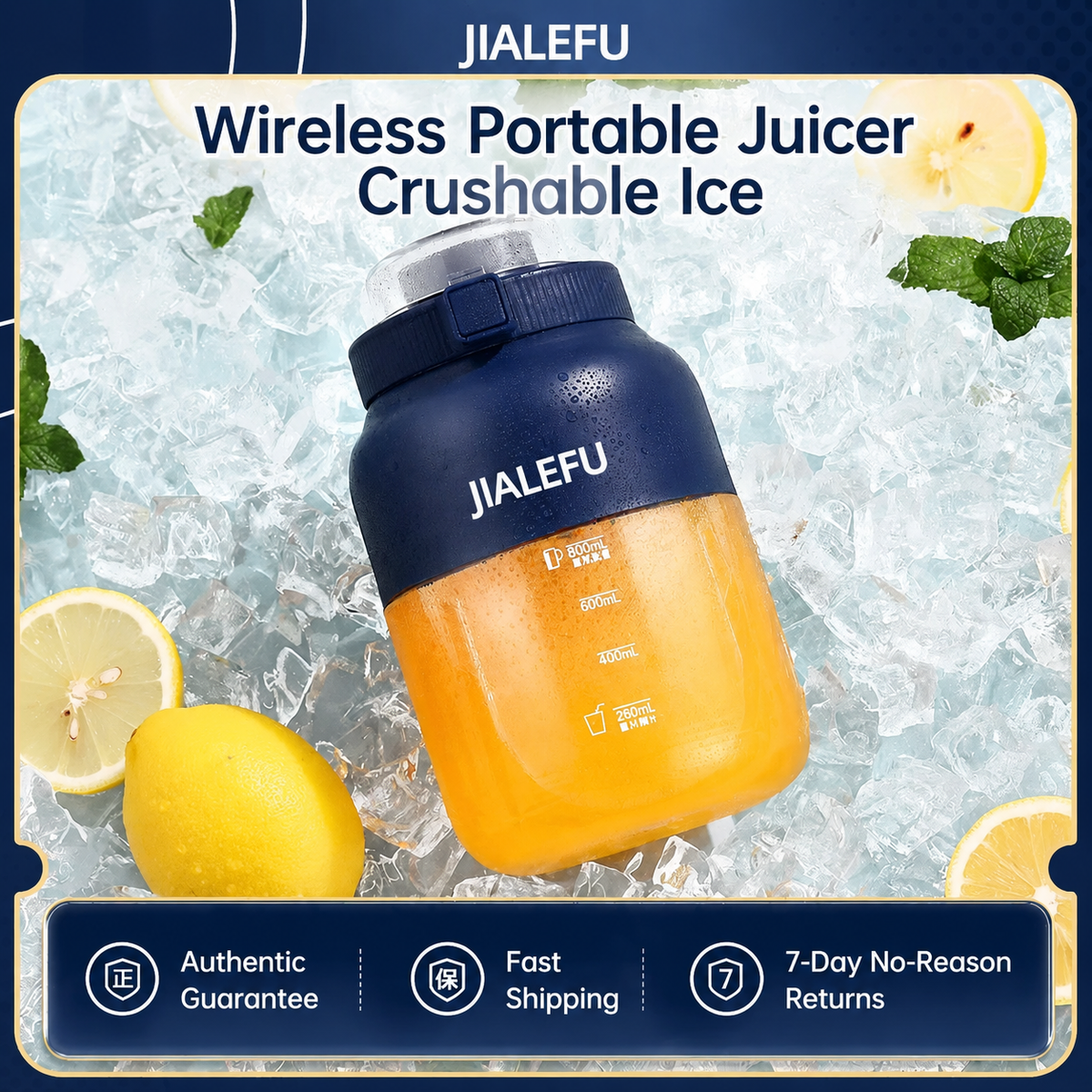 Portable Blender & Juicer with Straw + 2 Lids, BPA-Free — Blend Anywhere