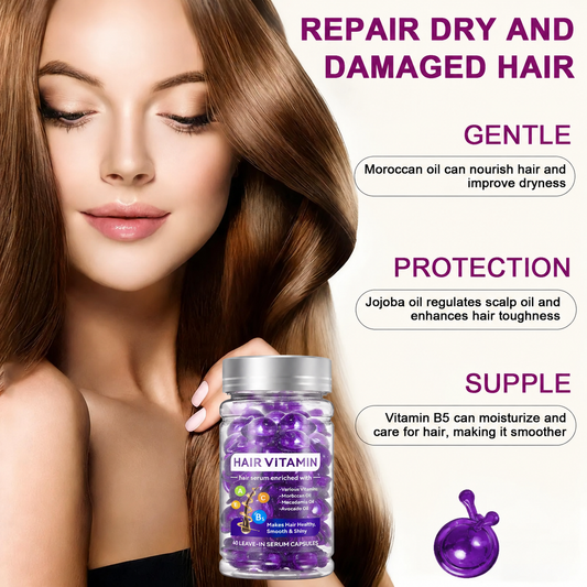 40pcs Hair Vitamin Capsules Argan Oil Violet Vitamins Anti-Frizz for Dyed Permed Hair