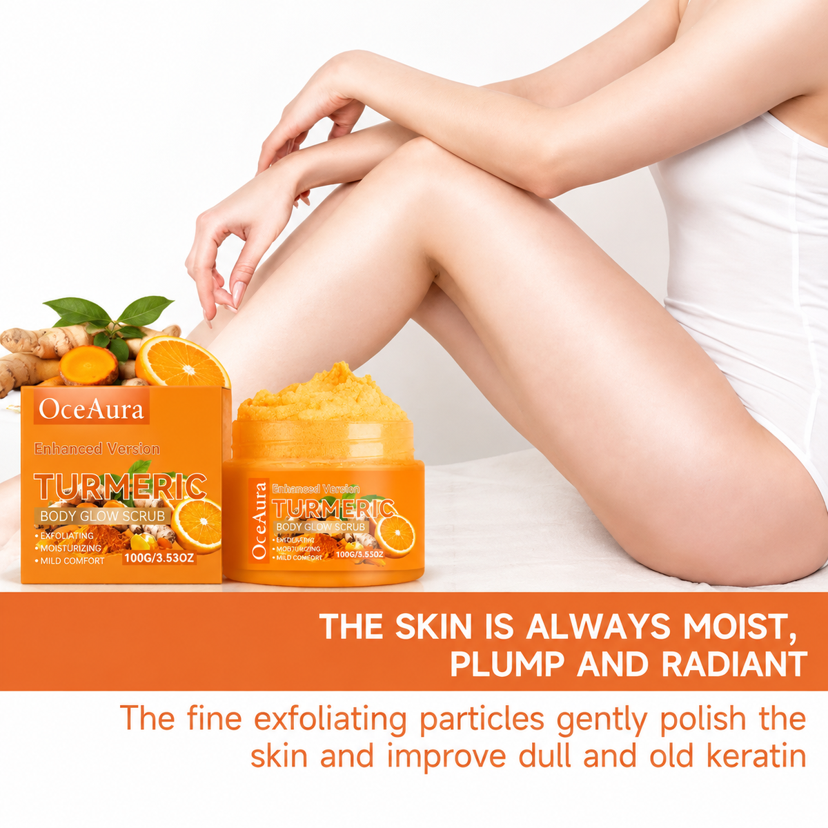 100g Turmeric Exfoliating Scrub Natural Extract Hydrating Brightening Body Scrub