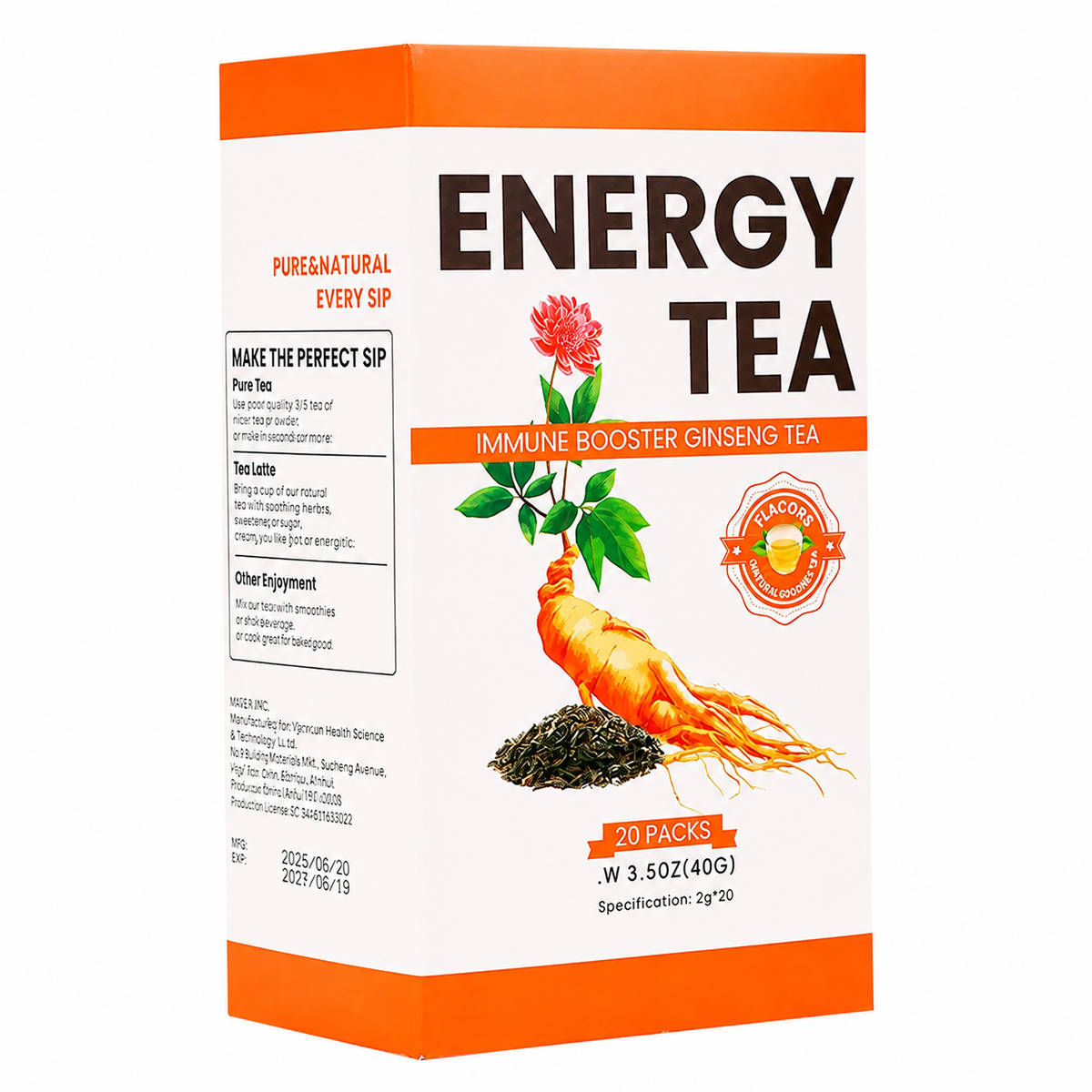 Sugar Free Loaded Tea Pre-Workout Energy Mix Non-GMO for Gym Immune Support