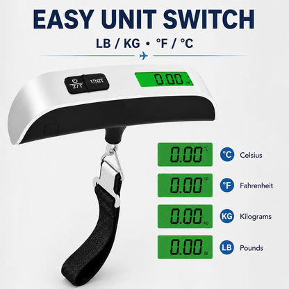 Portable Digital Luggage Scale 110LB, Backlit LCD, Data Lock, Hook & Strap, Precision Travel Baggage Scale