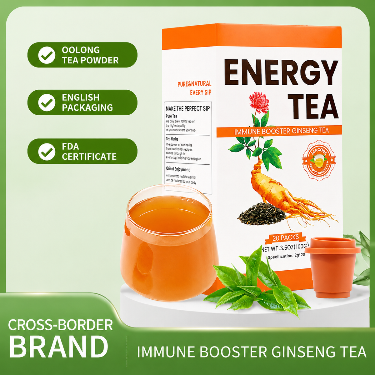 Sugar Free Loaded Tea Pre-Workout Energy Mix Non-GMO for Gym Immune Support