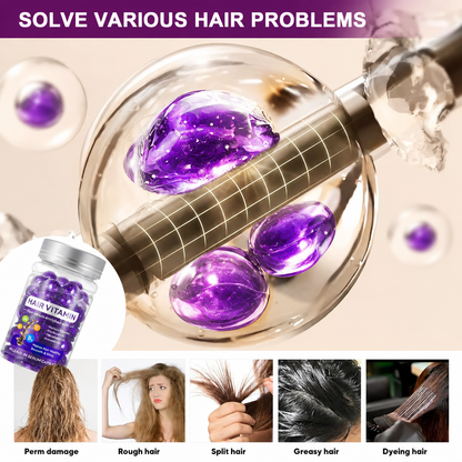 40pcs Hair Vitamin Capsules Argan Oil Violet Vitamins Anti-Frizz for Dyed Permed Hair