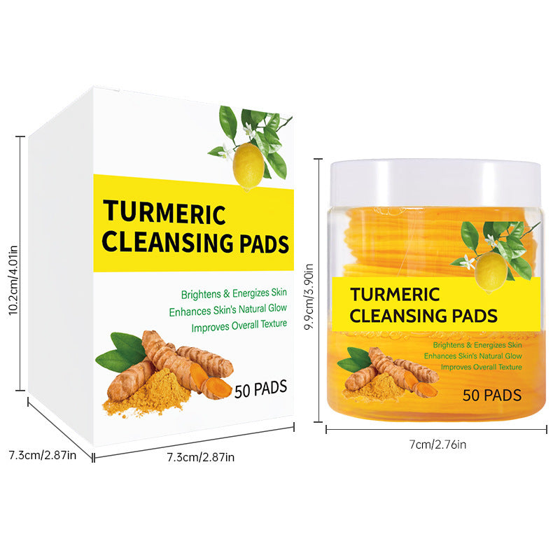 50Pcs Turmeric & Kojic Acid Cleansing Pads, Gentle Deep‑Clean Soft Facial Skincare Pads for Normal Skin