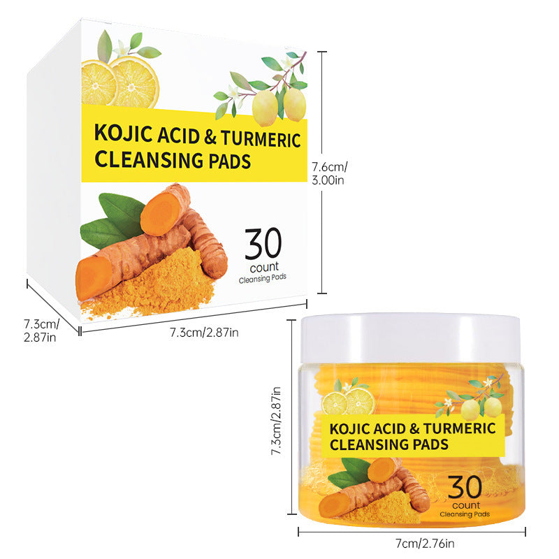 50Pcs Turmeric & Kojic Acid Cleansing Pads, Gentle Deep‑Clean Soft Facial Skincare Pads for Normal Skin