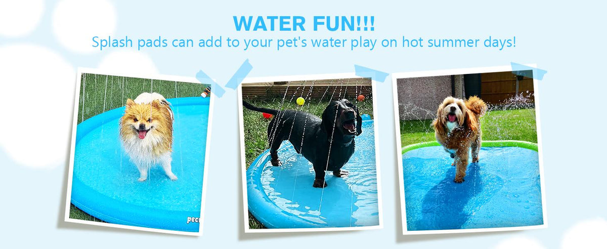 Pecute Dog Splash Pad Sprinkler Non-Slip Thick PVC Portable Pet Kids Water Play Mat Summer Outdoor Toy