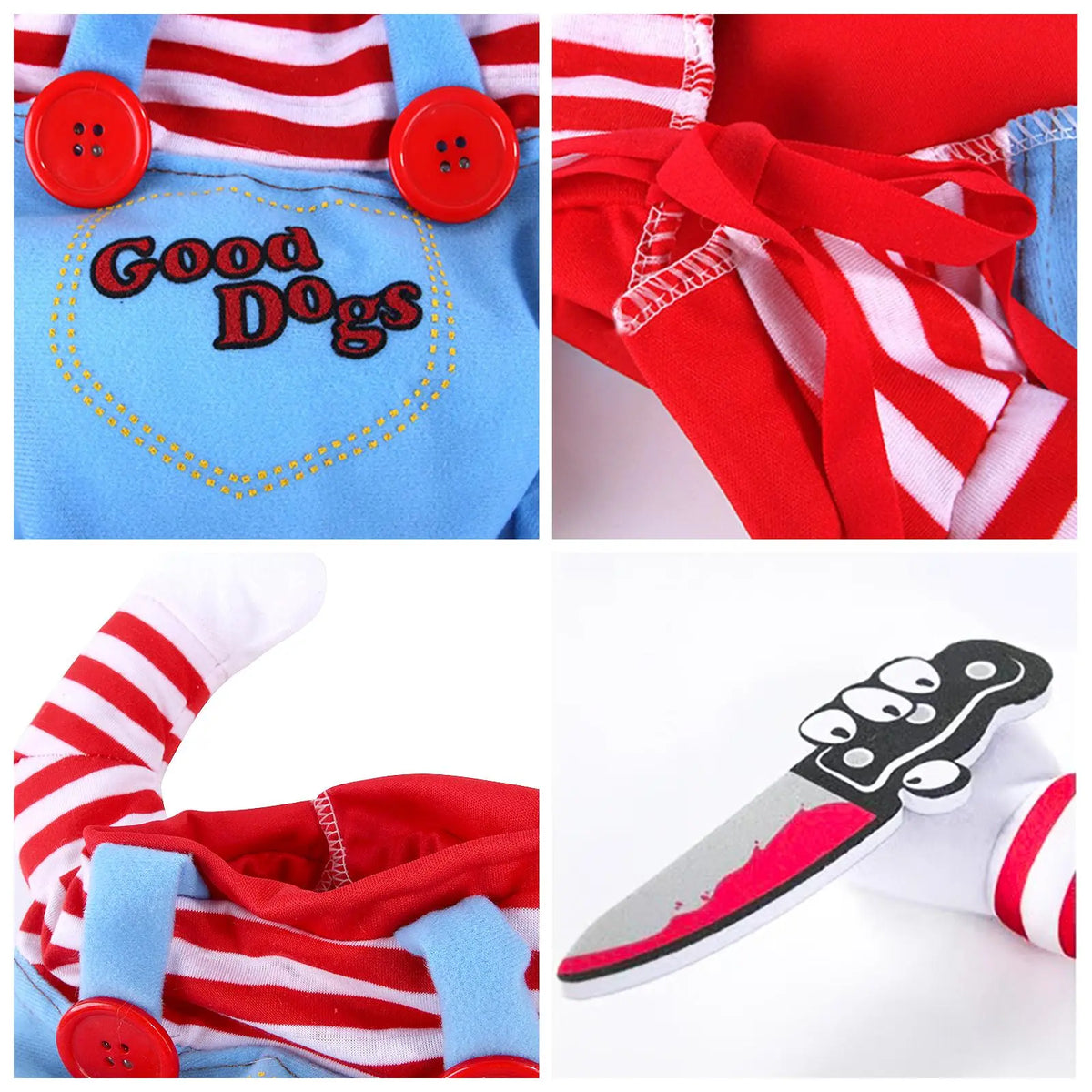 Chucky Halloween Pet Costume, Scary Cosplay Outfit for Dogs & Cats