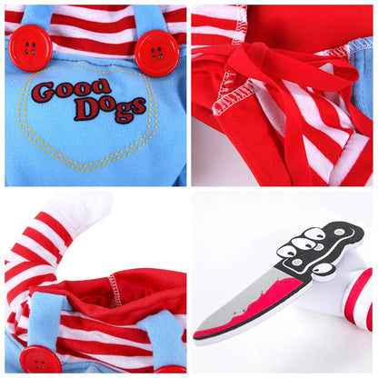 Chucky Halloween Pet Costume, Scary Cosplay Outfit for Dogs & Cats