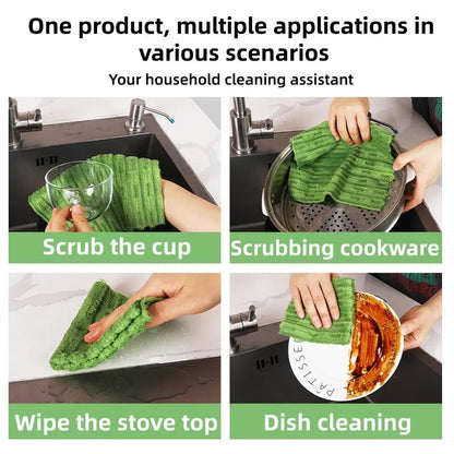 Tear-off Microfiber Cleaning Cloth Roll, Lint-Free Absorbent Kitchen Cleaning Rag