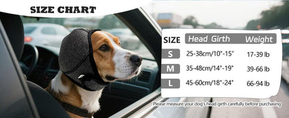 Grey Dog Calming Hooded Ear Muffs, Waterproof Noise Blocking Pet Ear Cover for Bath Swimming Fireworks Hematoma Care