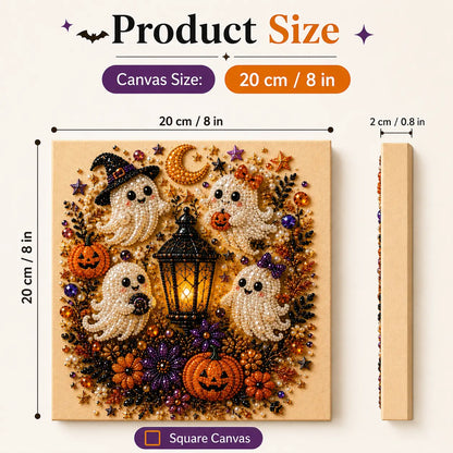 8×8in Spooky Cute Ghost 3D Pearl Diamond Painting DIY Kit, No‑Light Fall Handicraft Set, Home Wall Art Decor Holiday Party Gift