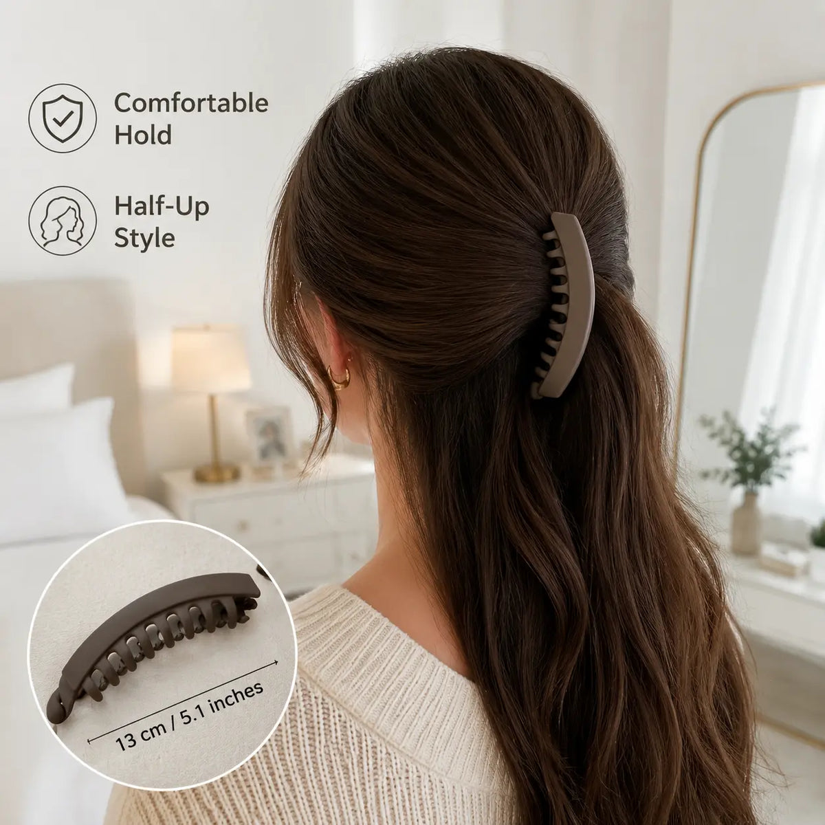 3 PCS Banana Hair Clips for Women, Cute and Stylish French Hair Claw Clips, Neutral Color Ponytail Holder Hair Accessories for Thin/Thick Hair, All Day Hold