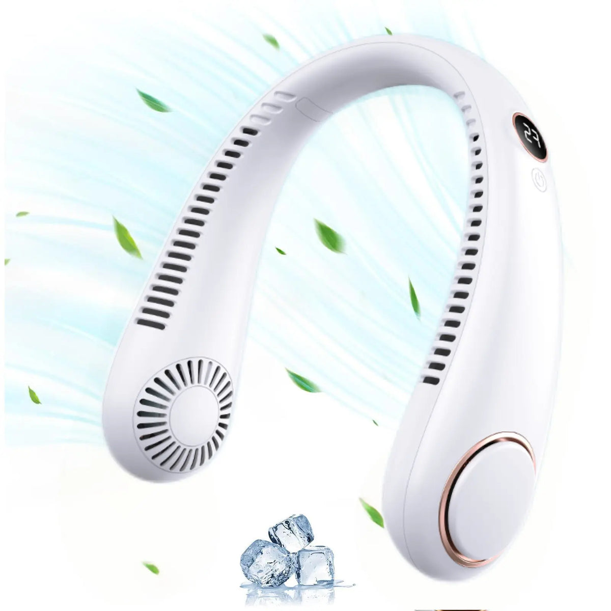 Neck Fan, Rechargeable Personal Portable, Hands Free wearable BatteryOperated 5 Speeds, USB Neck Cooling for Indoor Outdoor