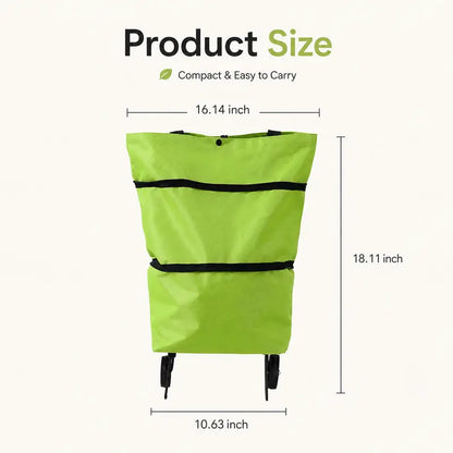 Portable Foldable Wheeled Shopping Trolley Bag Reusable Grocery Rolling Tote for Laundry Travel
