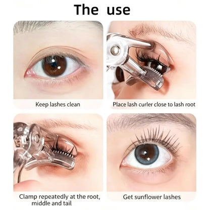 Wide Angle Eyelash Curler with Built-in Comb, No Pinch Lash Curler for All Eye Shapes