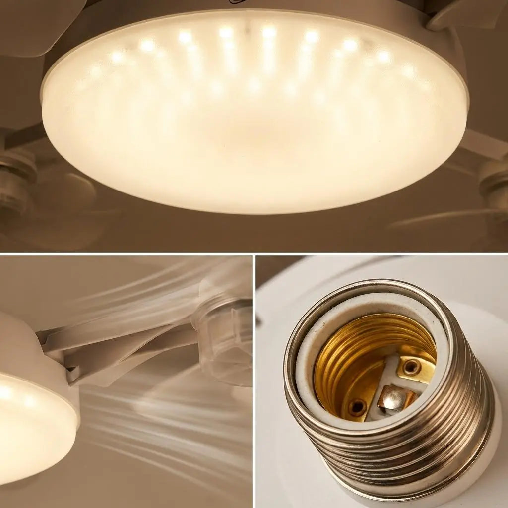 2-in-1 Ceiling Fan + LED Light — Screws Into Any E27 Socket, No Wiring, Remote Included