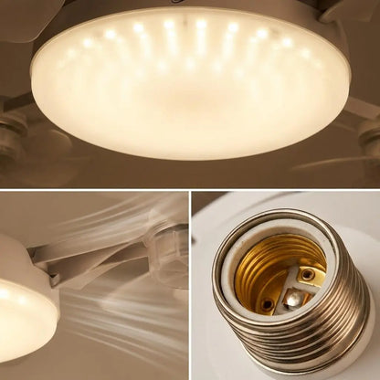 2-in-1 Ceiling Fan + LED Light — Screws Into Any E27 Socket, No Wiring, Remote Included