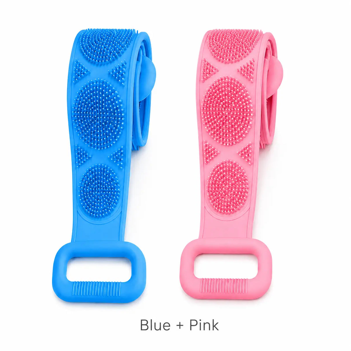 Double Sided Silicone Long Strap Back Bath Scrubber Exfoliating Shower Brush