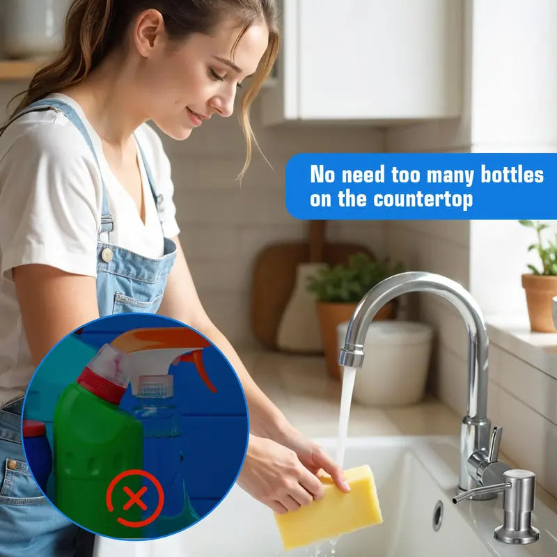 Brushed Nickel Dish Soap Dispenser for Kitchen Sink, Countertop Soap Pump with 39in No-Spill Extension Tube, for Kitchen & Bathroom