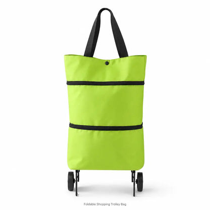 Portable Foldable Wheeled Shopping Trolley Bag Reusable Grocery Rolling Tote for Laundry Travel