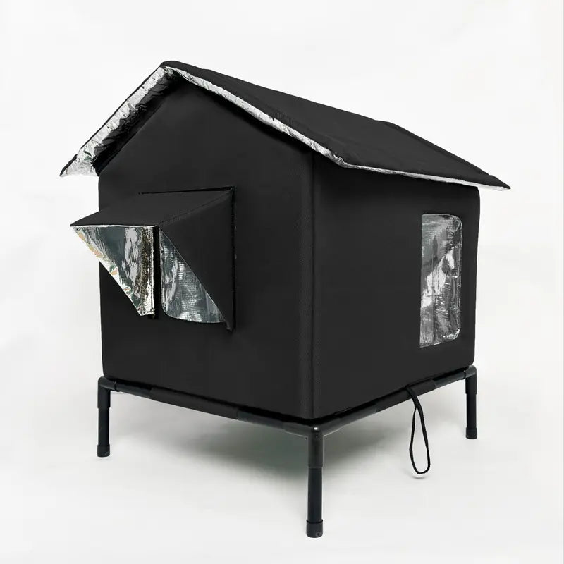 Insulated Outdoor Portable Cat House With Warm Cushion All-Season Cat Shelter Easy Assembly