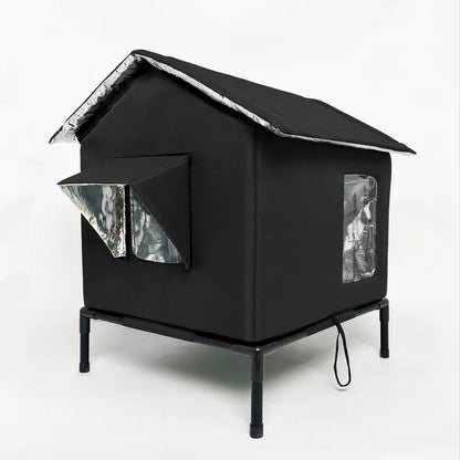 Insulated Outdoor Portable Cat House With Warm Cushion All-Season Cat Shelter Easy Assembly