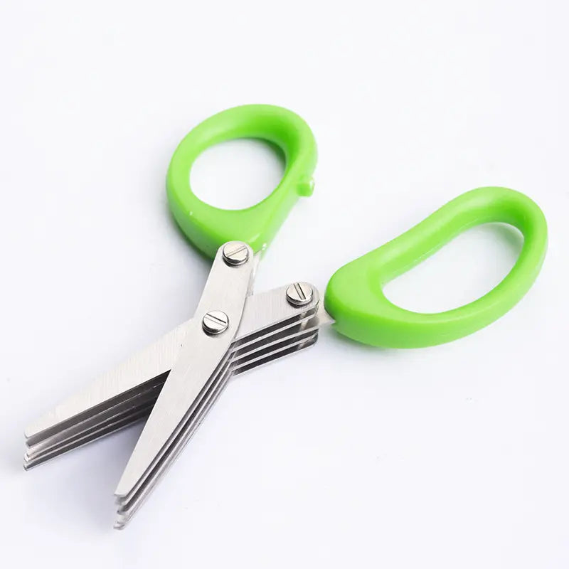 5‑Blade Stainless Steel Multi‑Layer Kitchen Herb Scissors, Easy‑Clean Multipurpose Food Cutting Scissors