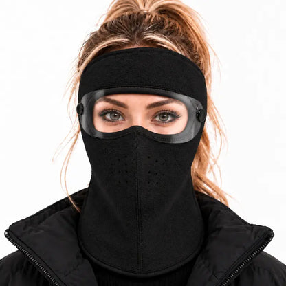 Winter Thermal Fleece Full Face Mask with Detachable Goggles, Windproof for Cycling Skiing Motorcycle