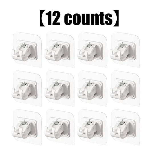 Um conjunto de 8 suportes de haste de cortina com clipes, ganchos de cortina transparentes, pendurador de haste, suportes de haste ajustáveis