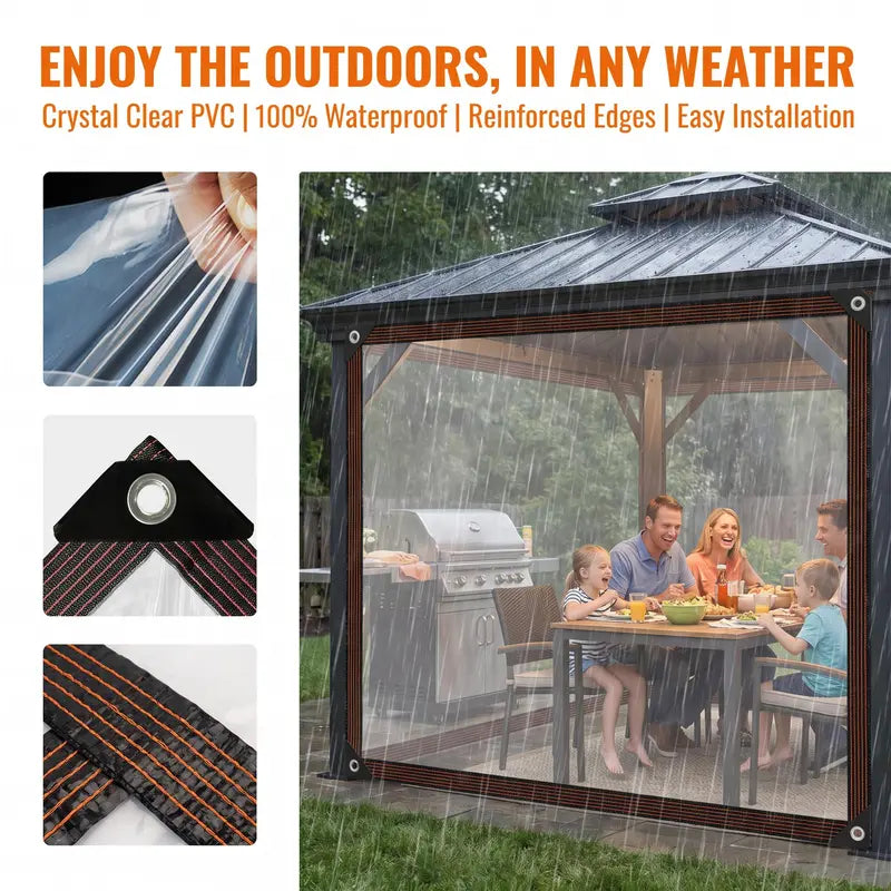SummerWins 10×13FT Clear Waterproof Tarp, Heavy Duty Tarpaulin with Grommets for Patio Garden