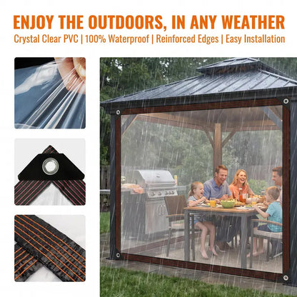 SummerWins 10×13FT Clear Waterproof Tarp, Heavy Duty Tarpaulin with Grommets for Patio Garden