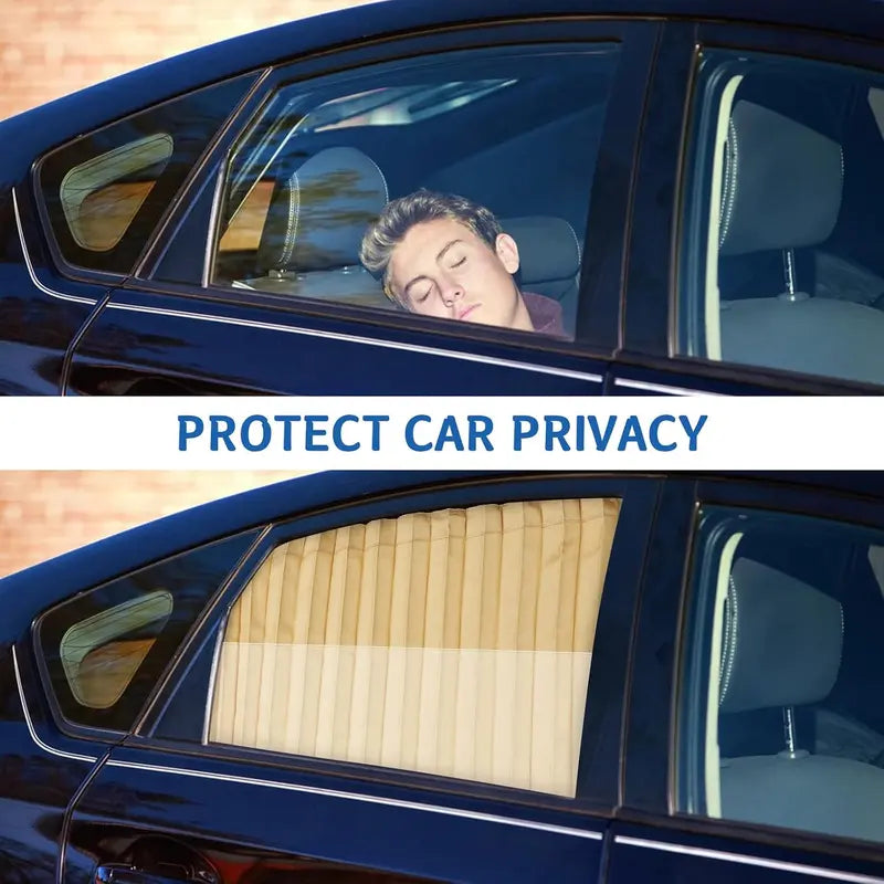 4Pcs Beige Magnetic Car Window Sun Shades, Privacy UV Protection Car Curtain, Cooling Car Accessory for Baby Sleep