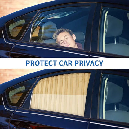 4Pcs Beige Magnetic Car Window Sun Shades, Privacy UV Protection Car Curtain, Cooling Car Accessory for Baby Sleep
