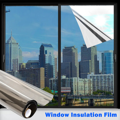 Removable Static Cling Window Privacy Film, UV Sun Blocking Reflective Mirror Window Tint 19in × 78in