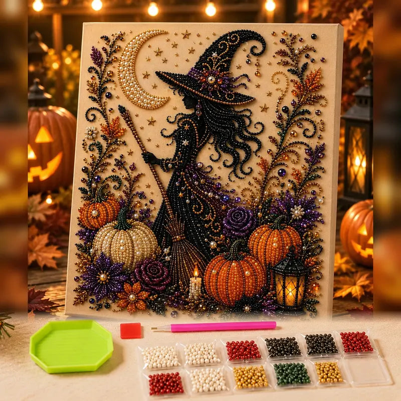 8×8in Spooky Cute Ghost 3D Pearl Diamond Painting DIY Kit, No‑Light Fall Handicraft Set, Home Wall Art Decor Holiday Party Gift