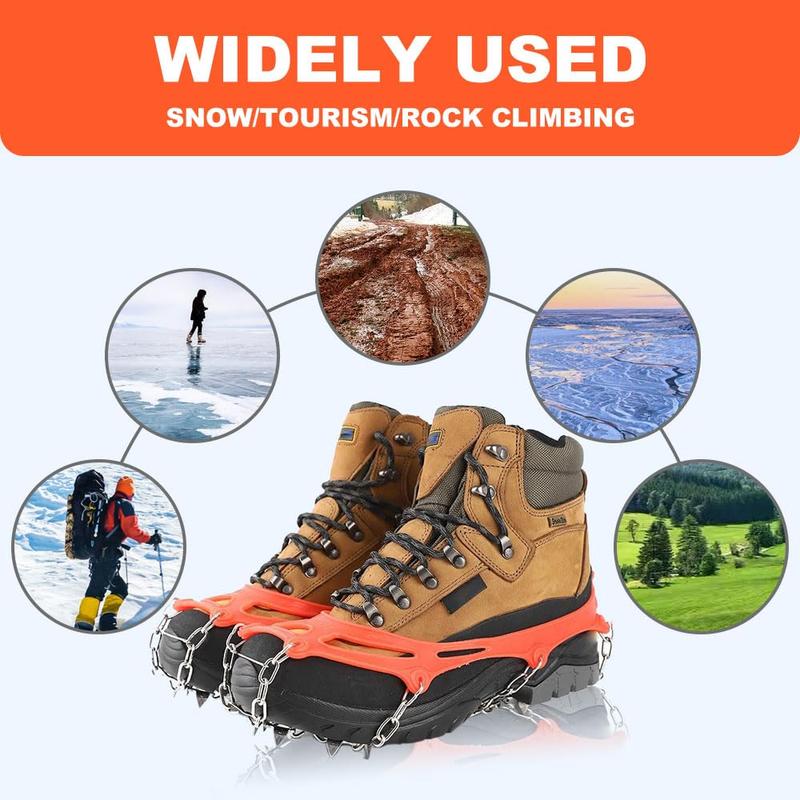 Lightweight Ice Cleats for Shoes Boots, Anti-Slip Snow Traction Grips One Size for Men Women Winter Outdoor