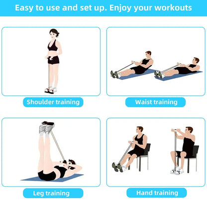6-Strong Cable Abdominal Trainer, Core & Leg Fitness Equipment, Sit-Up Helper for Home Workout
