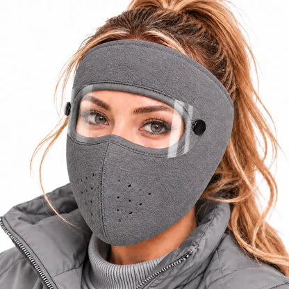 Winter Thermal Fleece Full Face Mask with Detachable Goggles, Windproof for Cycling Skiing Motorcycle