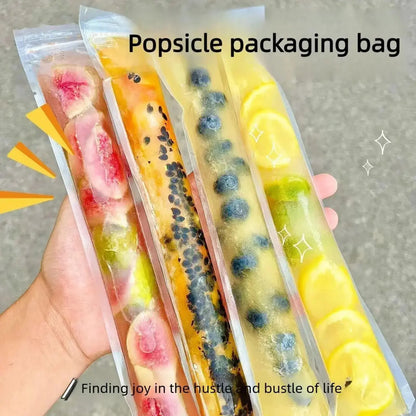 100pcs Disposable Long Popsicle Bags Food Grade Homemade Ice Cream Jelly Bags