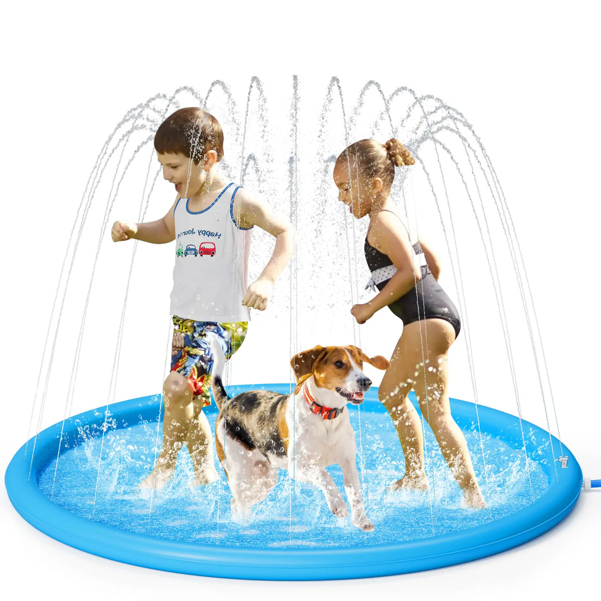 Pecute Dog Splash Pad Sprinkler Non-Slip Thick PVC Portable Pet Kids Water Play Mat Summer Outdoor Toy
