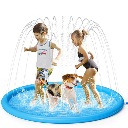 Pecute Dog Splash Pad Sprinkler Non-Slip Thick PVC Portable Pet Kids Water Play Mat Summer Outdoor Toy