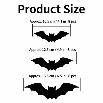 12Pcs/24Pcs 3D Bat LED Halloween Decor, Bendable Glowing Wall Stickers, Battery Powered Easy Installation for Party Window Home Indoor