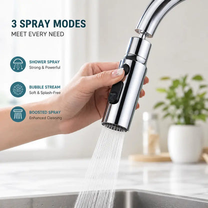 Brass Kitchen Sink Faucet Sprayer Attachment, 360° Rotatable 3 Spray Modes, Tool-Free Quick Install with Seal Rings & Plumber Tape