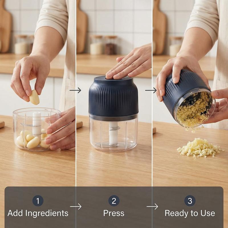 Electric Food Shredder, Mini Meat Grinder, Garlic Puree Maker, USB Charging, Portable Kitchen Gadget for Minced Meat, Vegetable, Onion, Ginger, Chili