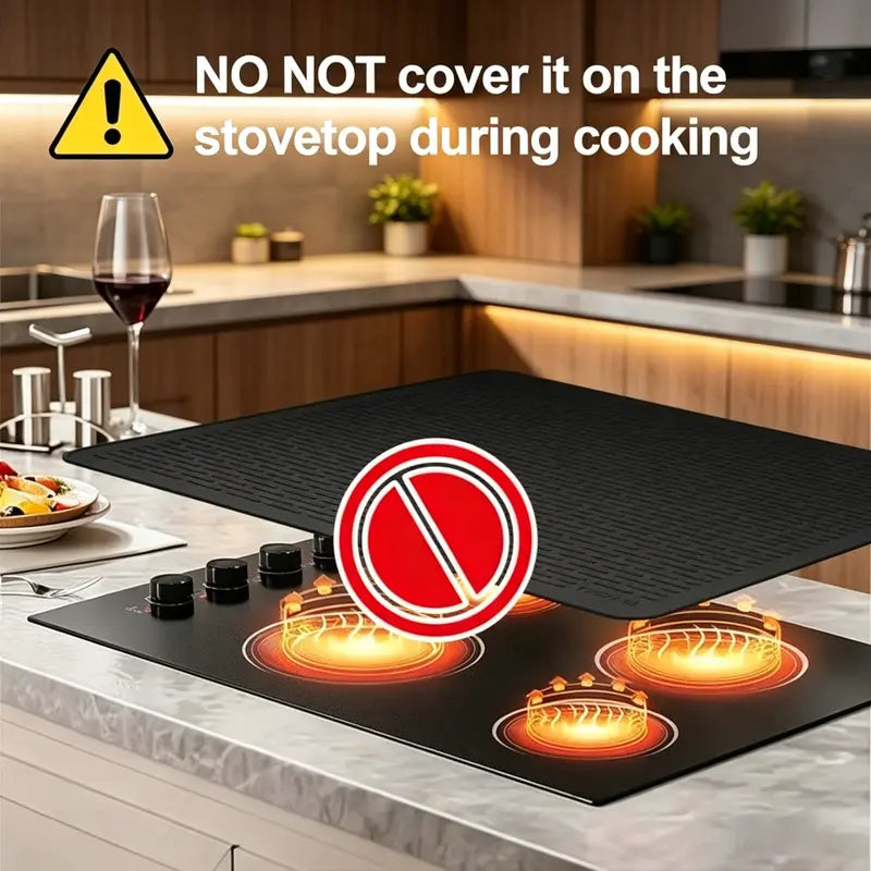 Silicone Stove Cover Mat, Heat Resistant, Anti-Slip, Dish Drying Mat for Stove